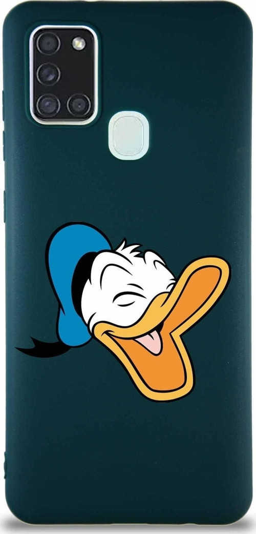 Samsung Galaxy A21S Soft Premier Kapak Donald Duck-E Tasarımlı Silikon Kılıf - Yeşil