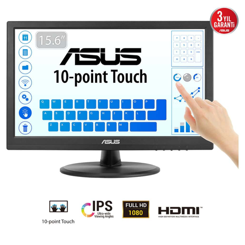 VT169HE 15.6" 5ms, 60Hz, Dokunmatik, HDMI, D-Sub, Düşük Mavi Işık, FreeSync, IPS Panel Monitör