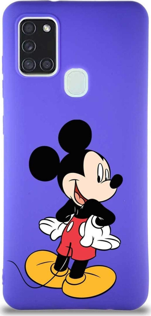 Samsung Galaxy A21S Soft Premier Kapak Mickey Mouse-D Tasarımlı Silikon Kılıf - Mor