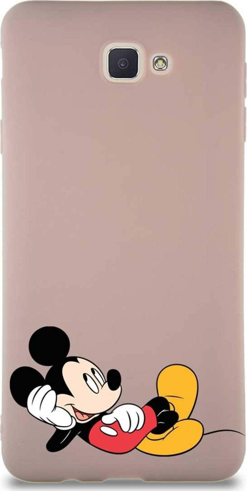 Samsung Galaxy J7 Prime Soft Premier Kapak Mickey Mouse-F Tasarımlı Silikon Kılıf - Pudra