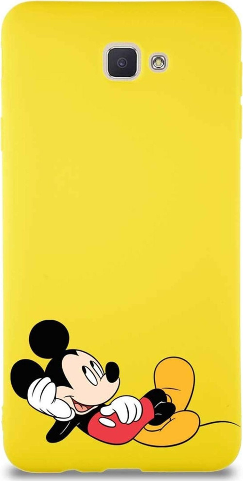 Samsung Galaxy J7 Prime Soft Premier Kapak Mickey Mouse-F Tasarımlı Silikon Kılıf - Sarı