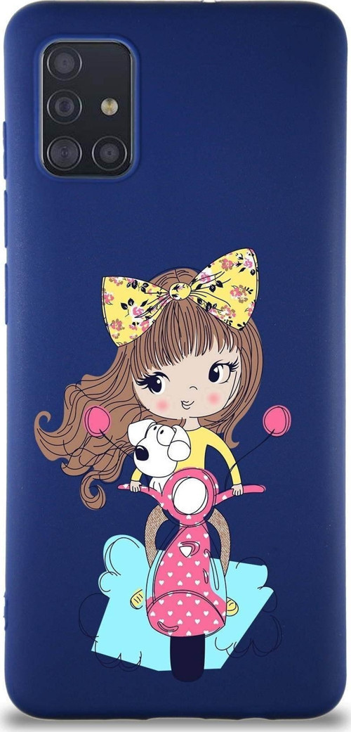 Samsung Galaxy A51 Soft Premier Kapak Vespagirl Tasarımlı Silikon Kılıf - Lacivert