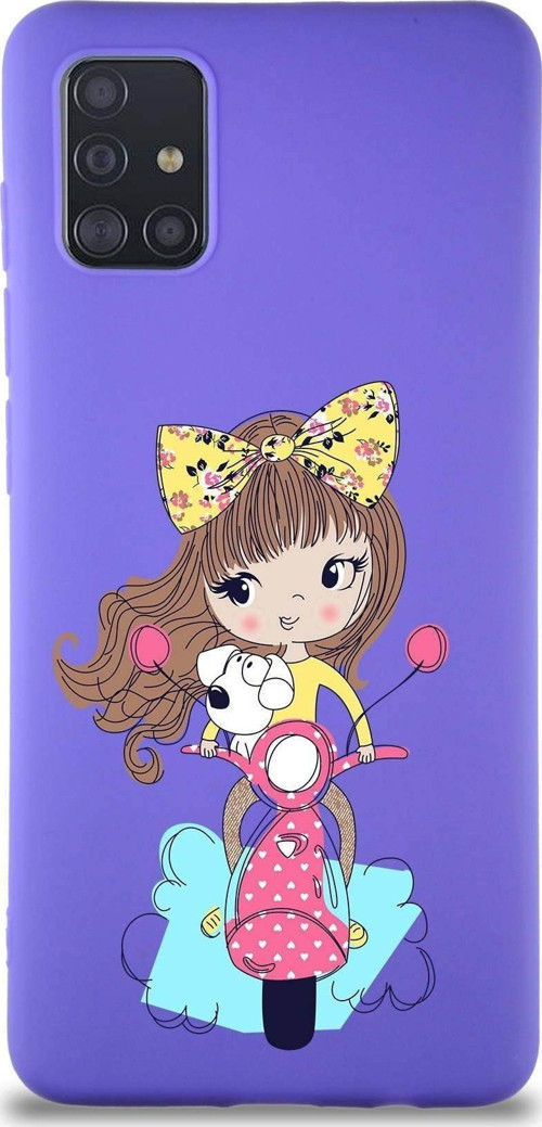 Samsung Galaxy A51 Soft Premier Kapak Vespagirl Tasarımlı Silikon Kılıf - Mor