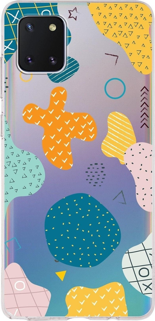 Samsung Galaxy A81 Uyumlu Kapak Geometrik Şekiller Tasarımlı Şeffaf Silikon Kılıf