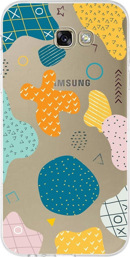 Samsung Galaxy A7 (2017) Uyumlu Kapak Geometrik Şekiller Tasarımlı Şeffaf Silikon Kılıf