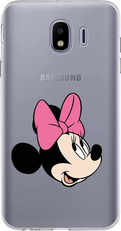 Samsung Galaxy J4 Kapak Minnie Mouse Tasarımlı Şeffaf Silikon Kılıf