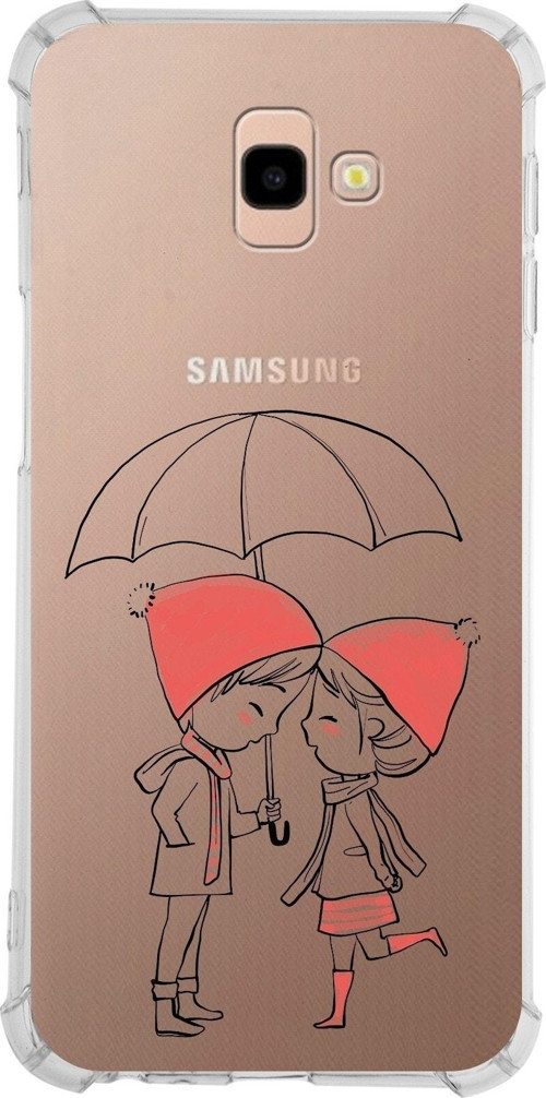 Samsung Galaxy J4 Plus Köşe Korumalı Antişok Kapak Aşk Tasarımlı Şeffaf Silikon Kılıf