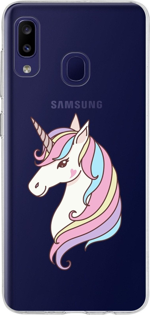 Samsung Galaxy M10S Kapak Unicorn Tasarımlı Şeffaf Silikon Kılıf