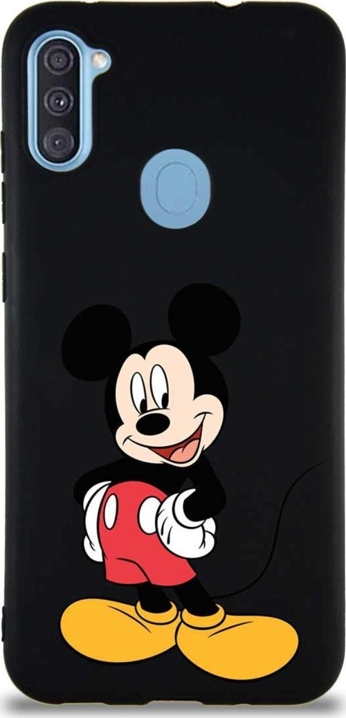 Samsung Galaxy M11 Soft Premier Kapak Mickey Mouse-E Tasarımlı Silikon Kılıf - Siyah