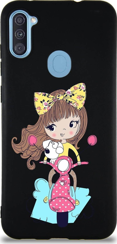Samsung Galaxy M11 Soft Premier Kapak Vespagirl Tasarımlı Silikon Kılıf - Siyah