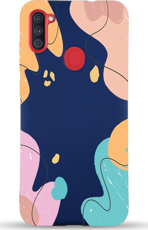 Samsung Galaxy M11 Uyumlu Lansman Kılıf Karışık Renkler Tasarımlı Içi Kadife Kapak-Lacivert