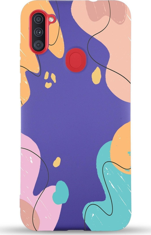 Samsung Galaxy M11 Uyumlu Lansman Kılıf Karışık Renkler Tasarımlı Içi Kadife Kapak-Mor