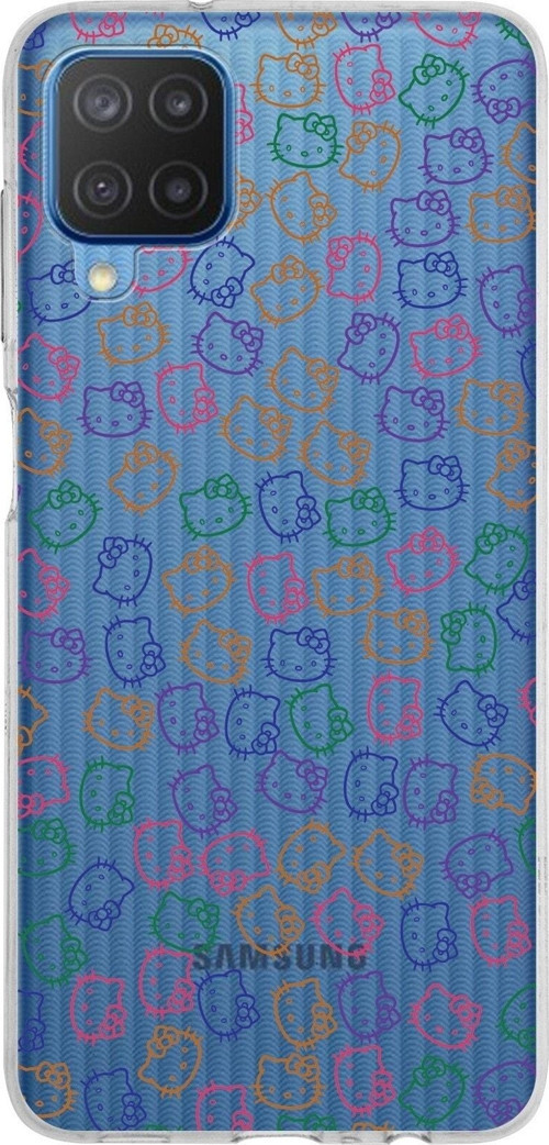 Samsung Galaxy M12 Kapak Hello Kitty Tasarımlı Şeffaf Silikon Kılıf
