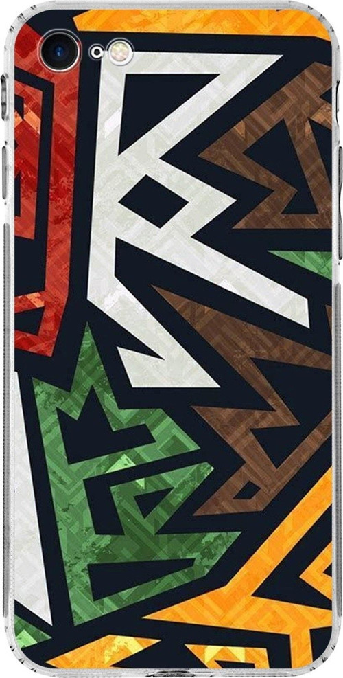 Apple Iphone 7 Uyumlu Kamera Korumalı Kapaksoyut Grafiti Tasarımlı Şeffaf Kılıf