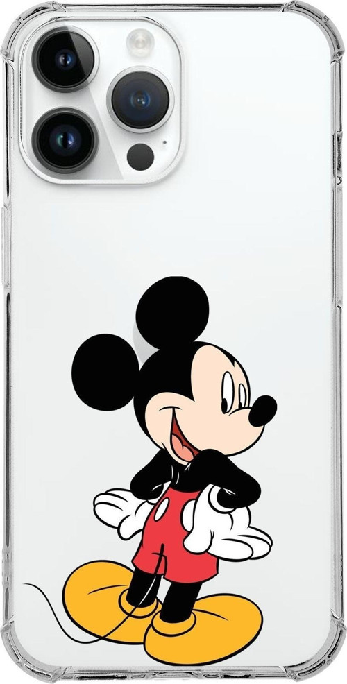 Apple Iphone 14 Pro Max Uyumlu Köşe Korumalı Antişok Kapak Mickey Mouse Tasarımlı Şeffaf Kılıf