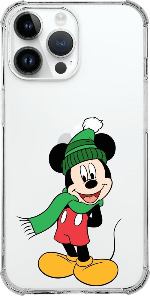 Apple Iphone 14 Pro Max Uyumlu Köşe Korumalı Antişok Kapak Mickey Mouse Tasarımlı Şeffaf Kılıf