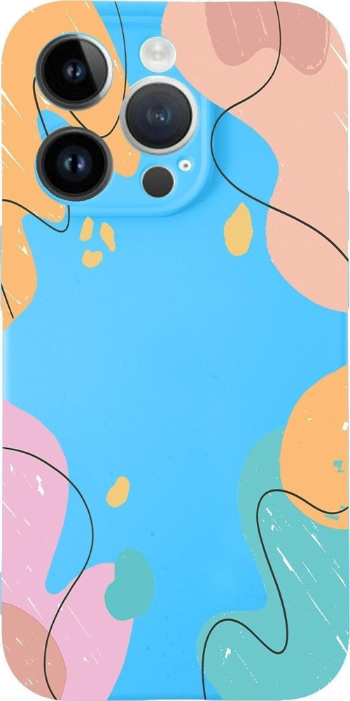 Apple Iphone 14 Pro Max Uyumlu Lansman Kılıf Karışık Renkler Tasarımlı Içi Kadife Kapak-Mavi