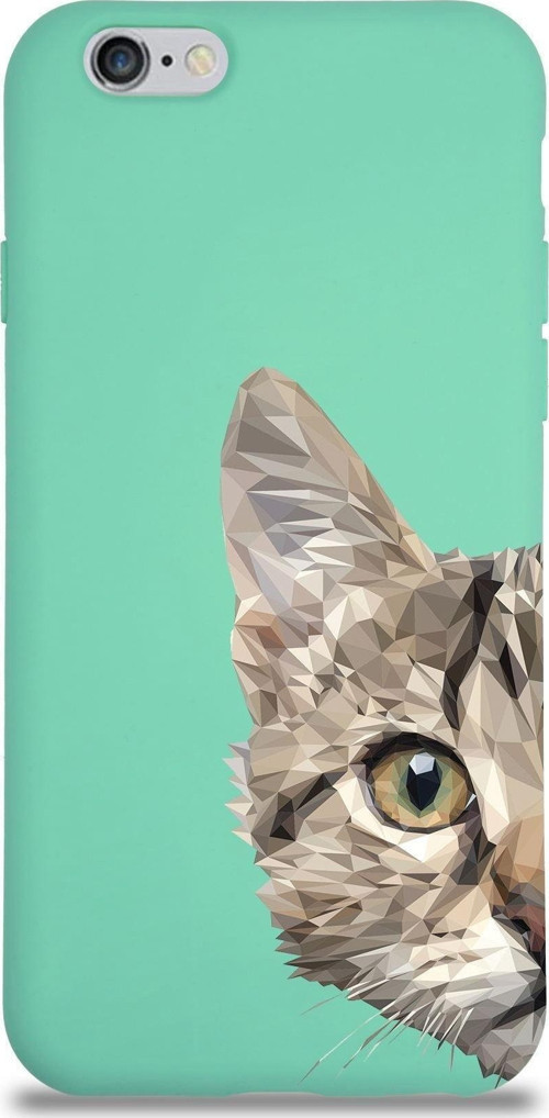 Apple Iphone 6 Plus Uyumlu Lansman Kılıf Catface Tasarımlı Içi Kadife Kapak-Su Yeşili