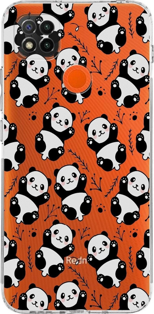 Xiaomi Redmi 9C Kamera Korumalı Kapak Panda Tasarımlı Şeffaf Kılıf
