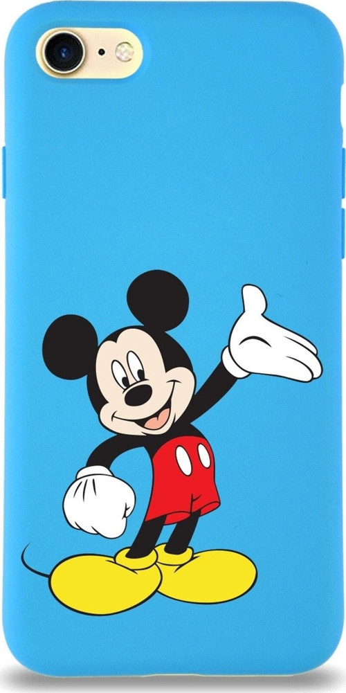 Apple Iphone 8 Uyumlu Lansman Kılıf Mickey Mouse Tasarımlı Altı Kapalı Içi Kadife Kaplı Kapak