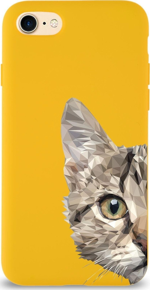 Apple Iphone Se 2020 Uyumlu Lansman Kılıf Catface Tasarımlı Içi Kadife Kapak-Sarı