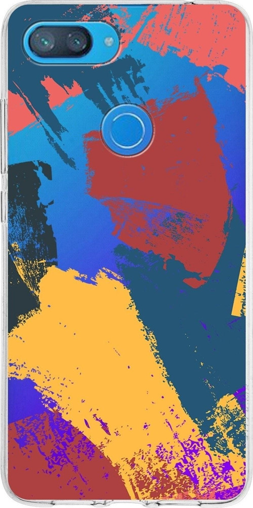 Xiaomi Mi 8 Lite Uyumlu Kapak Brushstroke Tasarımlı Şeffaf Silikon Kılıf