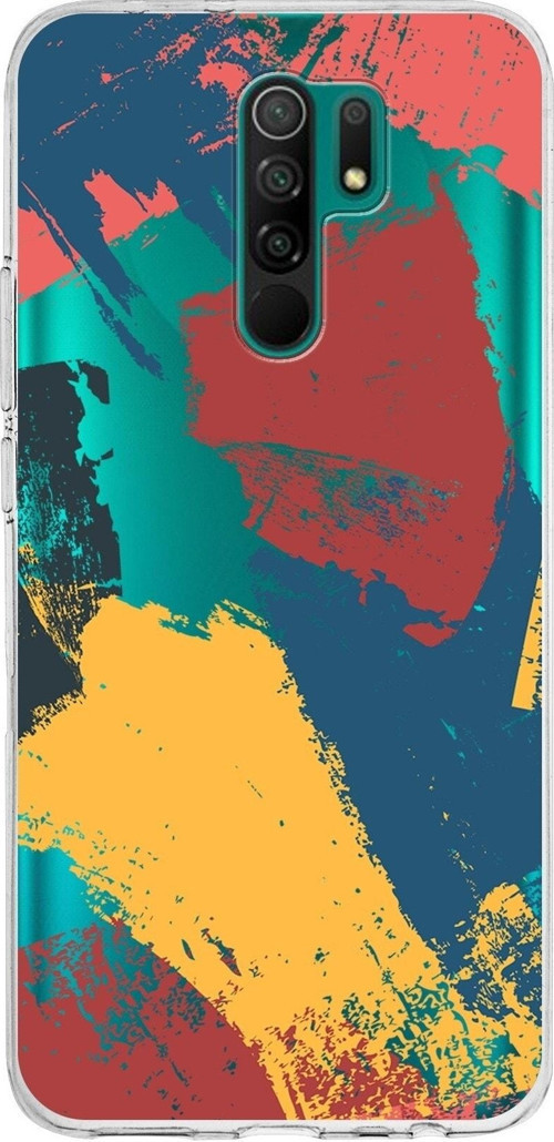 Xiaomi Redmi 9 Uyumlu Kapak Brushstroke Tasarımlı Şeffaf Silikon Kılıf
