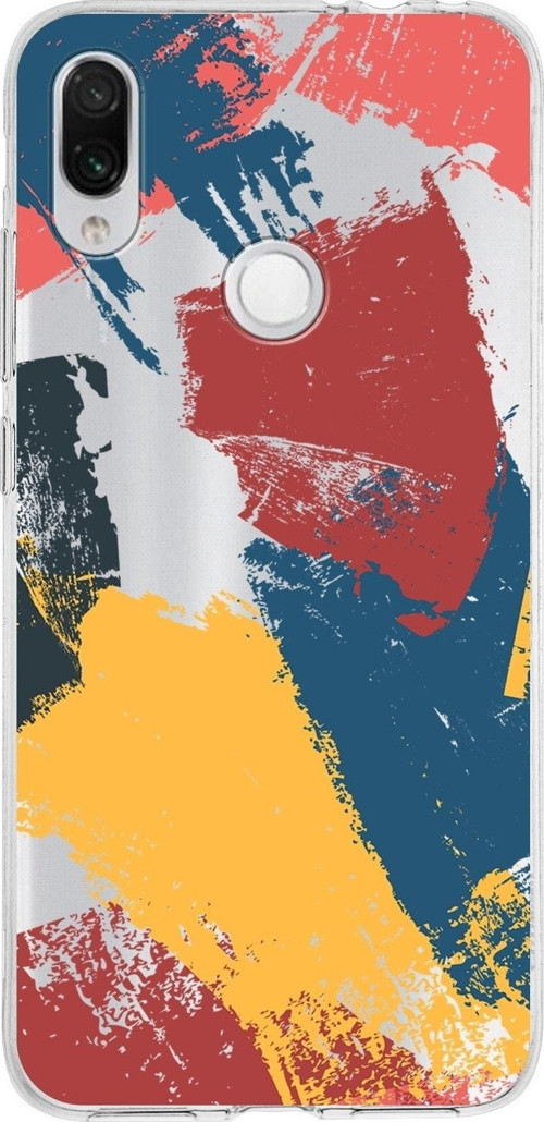 Xiaomi Redmi Note 7 Uyumlu Kapak Brushstroke Tasarımlı Şeffaf Silikon Kılıf
