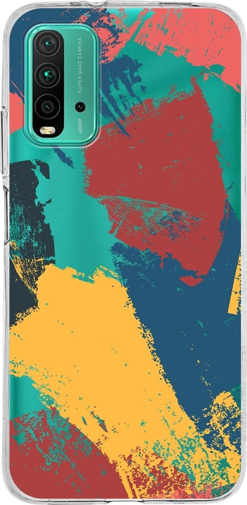 Xiaomi Redmi 9T Uyumlu Kapak Brushstroke Tasarımlı Şeffaf Silikon Kılıf