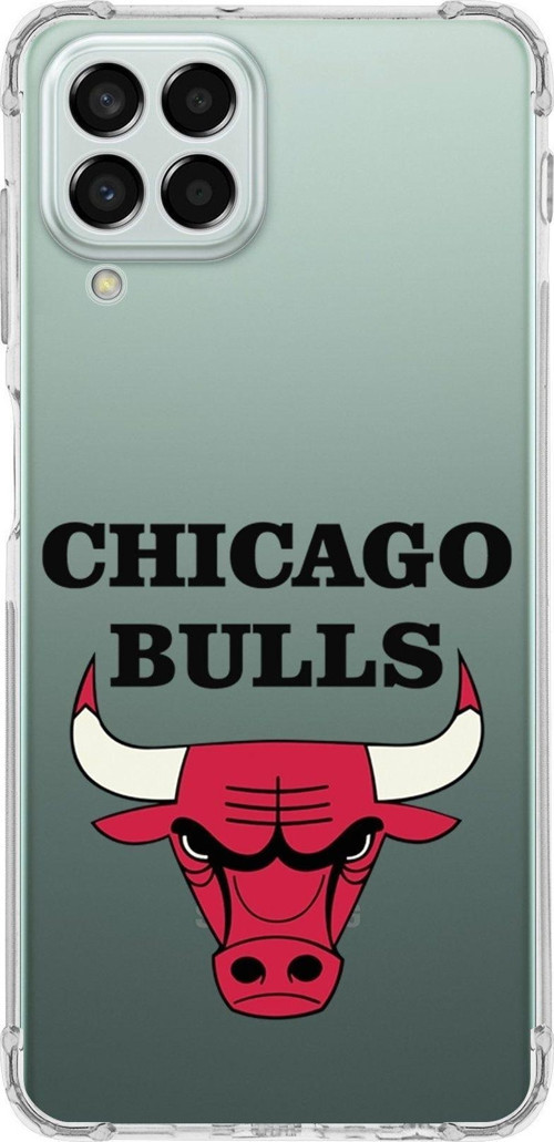 Galaxy M33 Uyumlu Köşe Korumalı Antişok Kapak Chicago Bulls Tasarımlı Şeffaf Kılıf