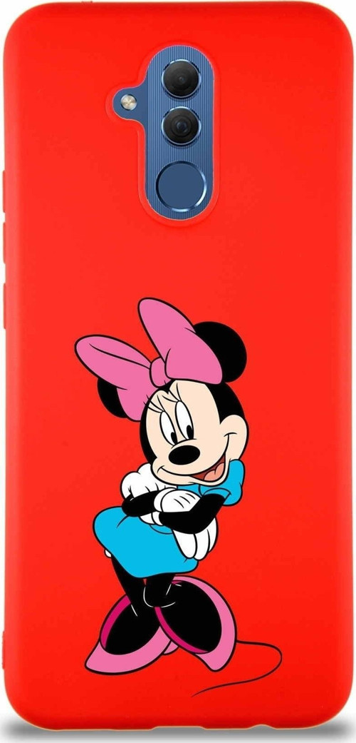 Huawei Mate 20 Lite Soft Premier Kapak Minnie Mouse-D Tasarımlı Silikon Kılıf - Kırmızı