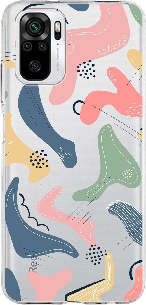 Xiaomi Redmi Note 10S Uyumlu Kapak Abstract Tasarımlı Şeffaf Silikon Kılıf