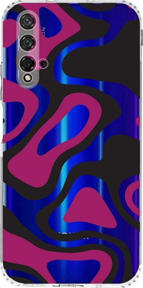 Huawei Honor 20 Kamera Korumalı Kapak Renkli Desen Tasarımlı Şeffaf Kılıf