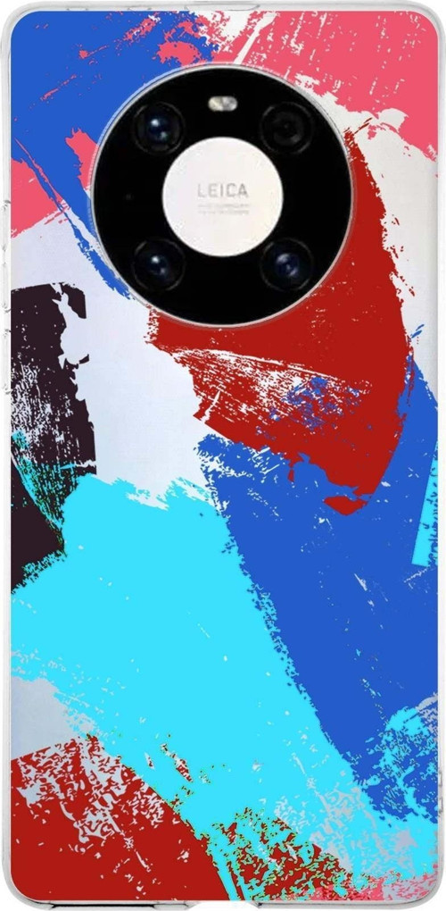 Huawei Mate 40 Pro Uyumlu Kapak Brush Stroke Tasarımlı Şeffaf Silikon Kılıf