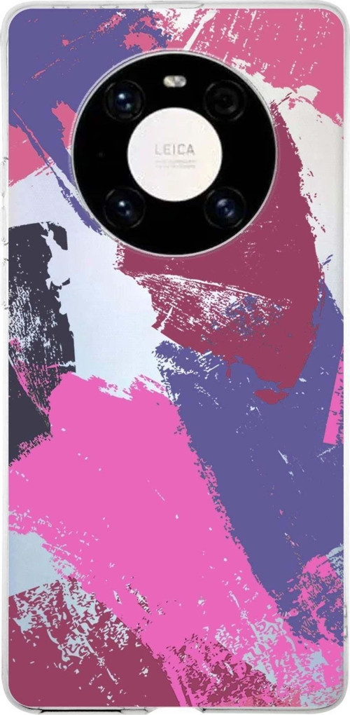 Huawei Mate 40 Pro Uyumlu Kapak Brush Stroke Tasarımlı Şeffaf Silikon Kılıf