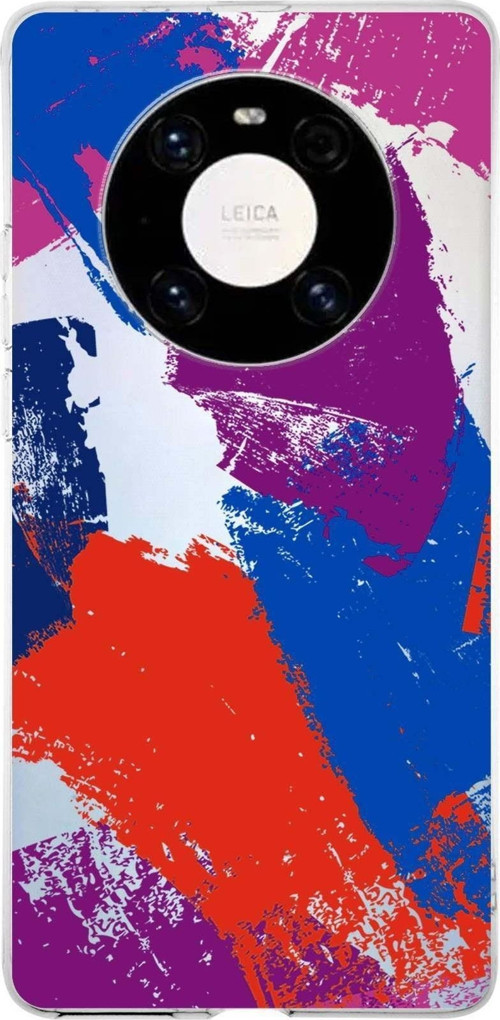 Huawei Mate 40 Pro Uyumlu Kapak Brush Stroke Tasarımlı Şeffaf Silikon Kılıf