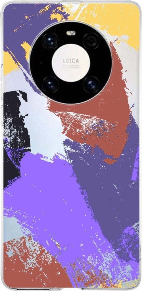 Huawei Mate 40 Pro Uyumlu Kapak Brush Stroke Tasarımlı Şeffaf Silikon Kılıf