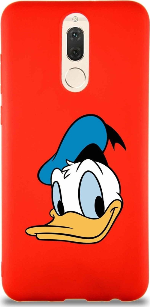 Huawei Mate 10 Lite Soft Premier Kapak Donald Duck-B Tasarımlı Silikon Kılıf - Kırmızı
