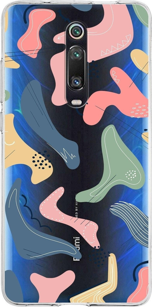 Xiaomi Mi 9T Pro Uyumlu Kapak Abstract Tasarımlı Şeffaf Silikon Kılıf