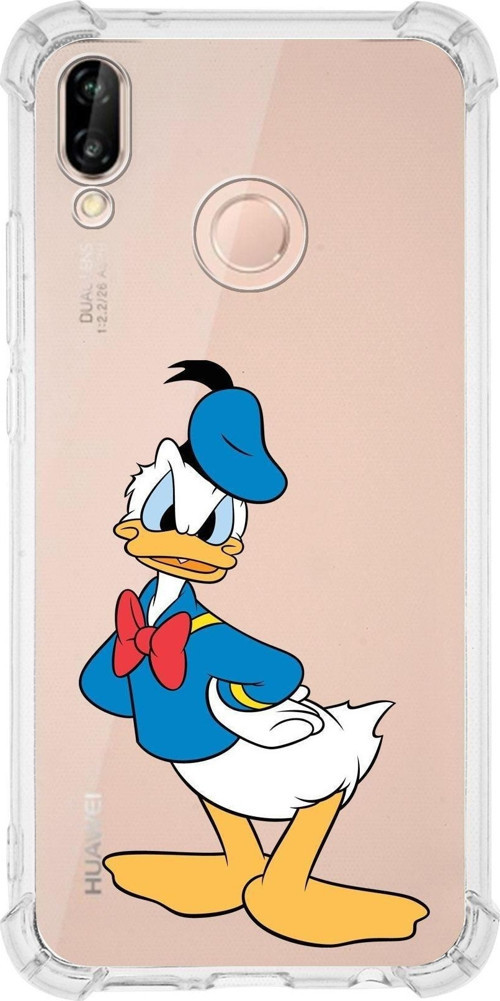 Huawei P20 Lite Köşe Korumalı Antişok Kapak Donald Duck Tasarımlı Şeffaf Kılıf