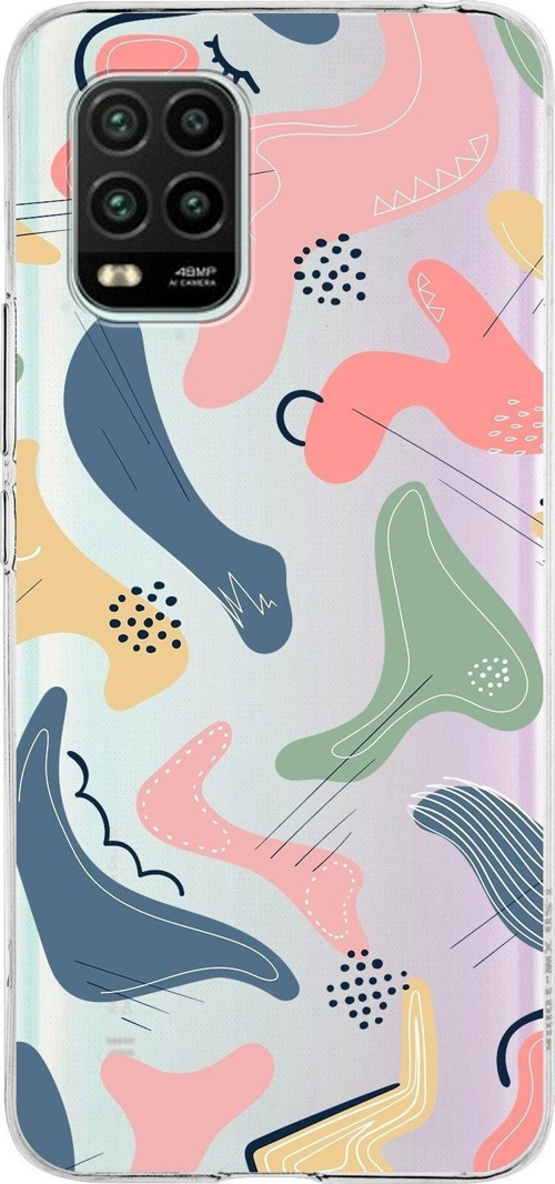 Xiaomi Mi 10 Lite Uyumlu Kapak Abstract Tasarımlı Şeffaf Silikon Kılıf