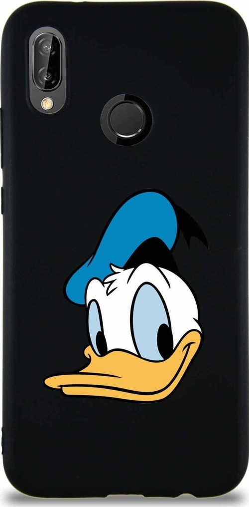 Huawei P20 Lite Soft Premier Kapak Donald Duck-B Tasarımlı Silikon Kılıf - Siyah