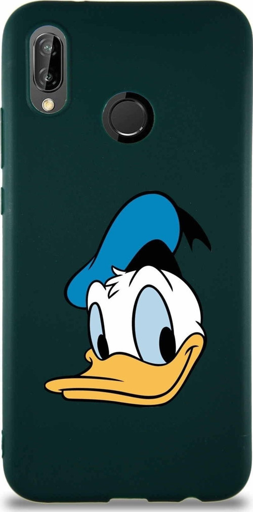 Huawei P20 Lite Soft Premier Kapak Donald Duck-B Tasarımlı Silikon Kılıf - Yeşil