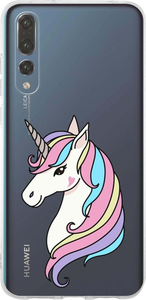 Huawei P20 Pro Uyumlu Kapak Unicorn Tasarımlı Şeffaf Silikon Kılıf
