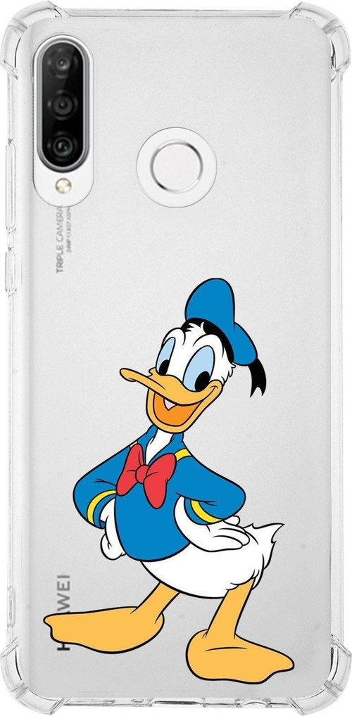 Huawei P30 Lite Köşe Korumalı Antişok Kapak Donald Duck Tasarımlı Şeffaf Kılıf