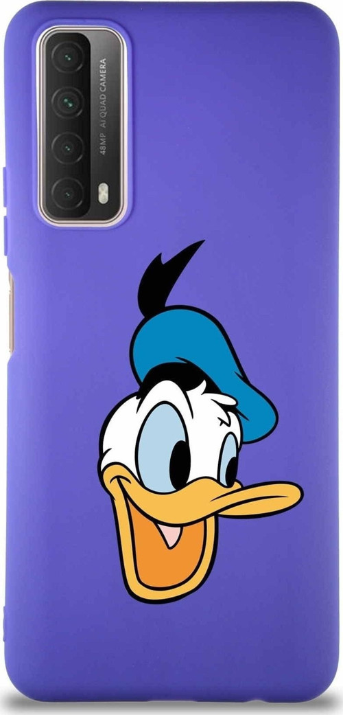 Huawei Y7A Soft Premier Kapak Donald Duck-A Tasarımlı Silikon Kılıf - Mor
