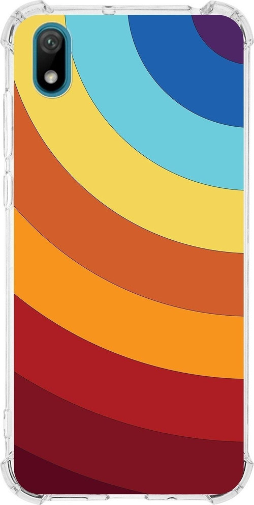 Huawei Y5 2019 Köşe Korumalı Antişok Kapak Renk Cümbüşü Tasarımlı Şeffaf Kılıf