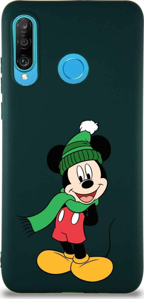 Huawei P30 Lite Soft Premier Kapak Mickey Mouse-G Tasarımlı Silikon Kılıf - Yeşil