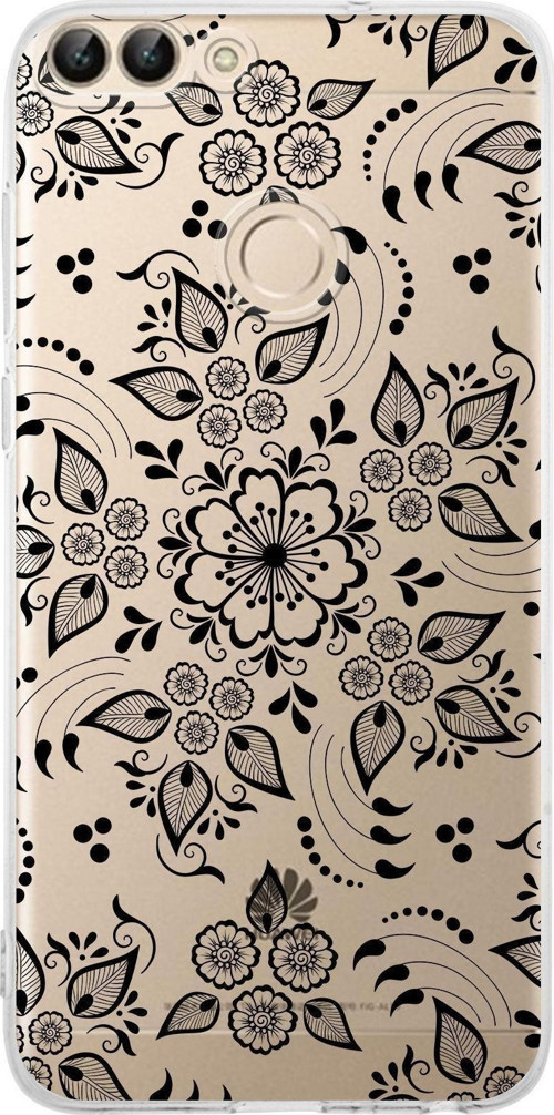 Huawei P Smart Kamera Korumalı Kapak Nostalji Desen Tasarımlı Şeffaf Kılıf