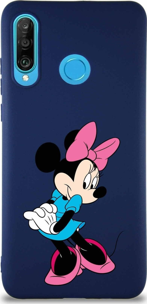 Huawei P30 Lite Soft Premier Kapak Minnie Mouse-F Tasarımlı Silikon Kılıf - Lacivert